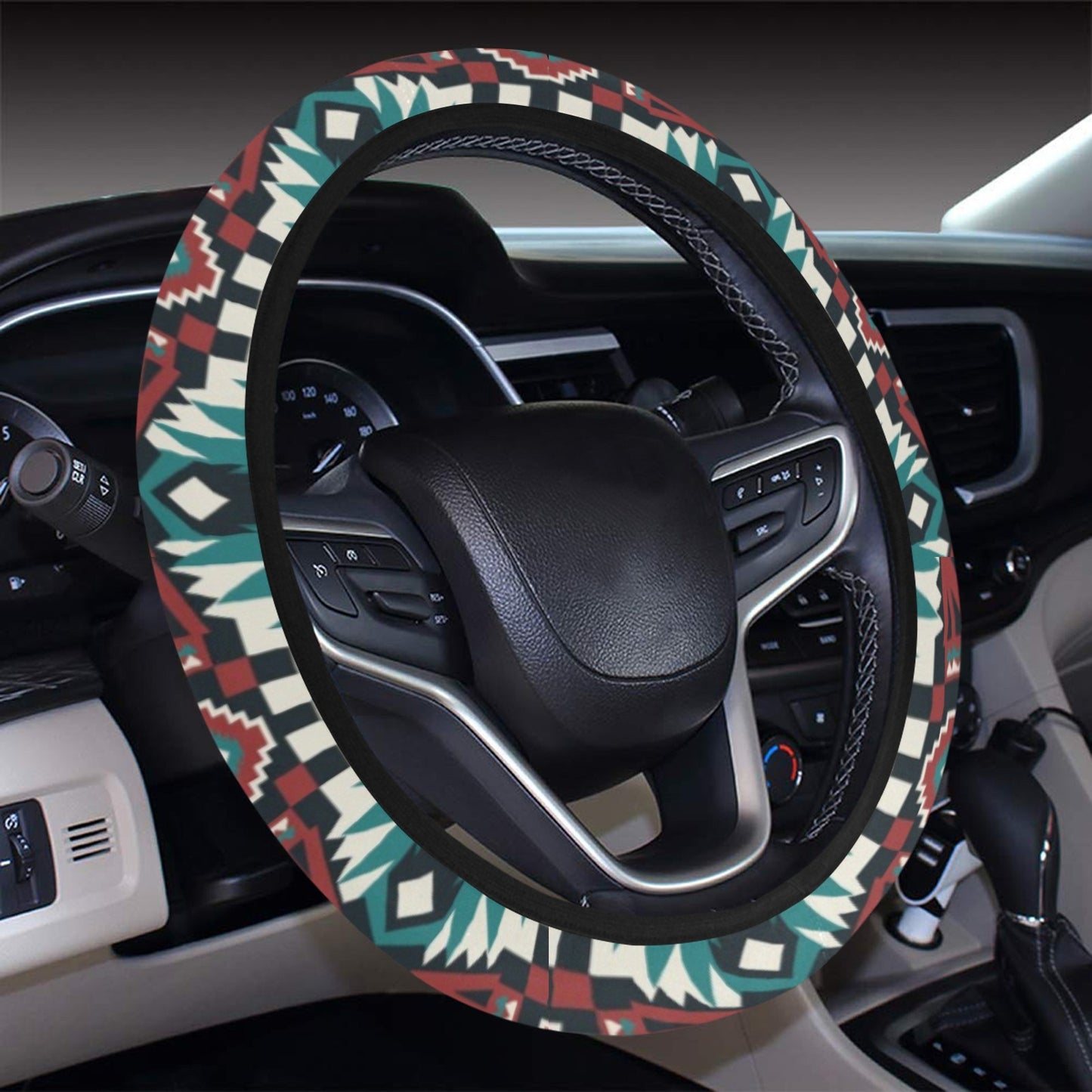 Southwest Pattern Print Design LKS308 Steering Wheel Cover with Elastic Edge