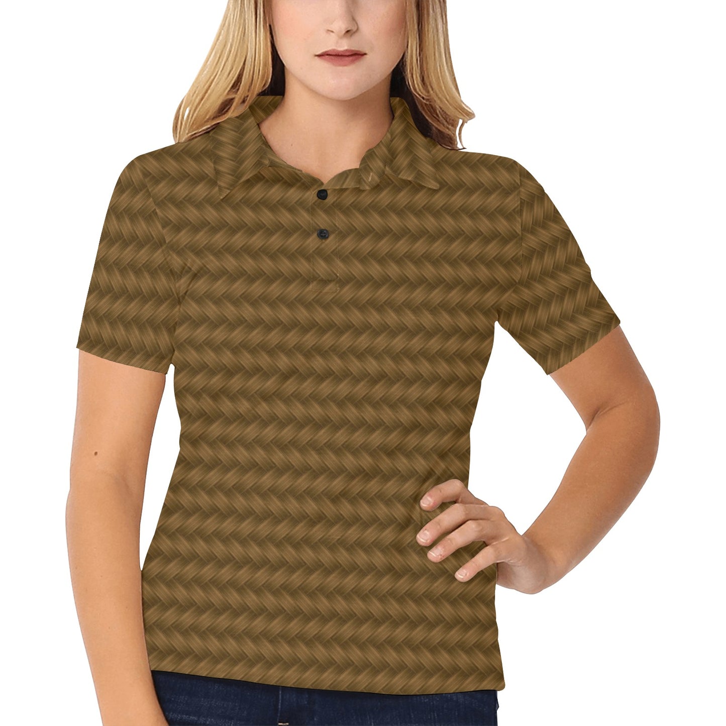 Cable Knit Pattern Print Design 02 Women's Polo Shirt