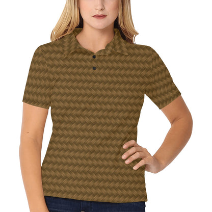Cable Knit Pattern Print Design 02 Women's Polo Shirt