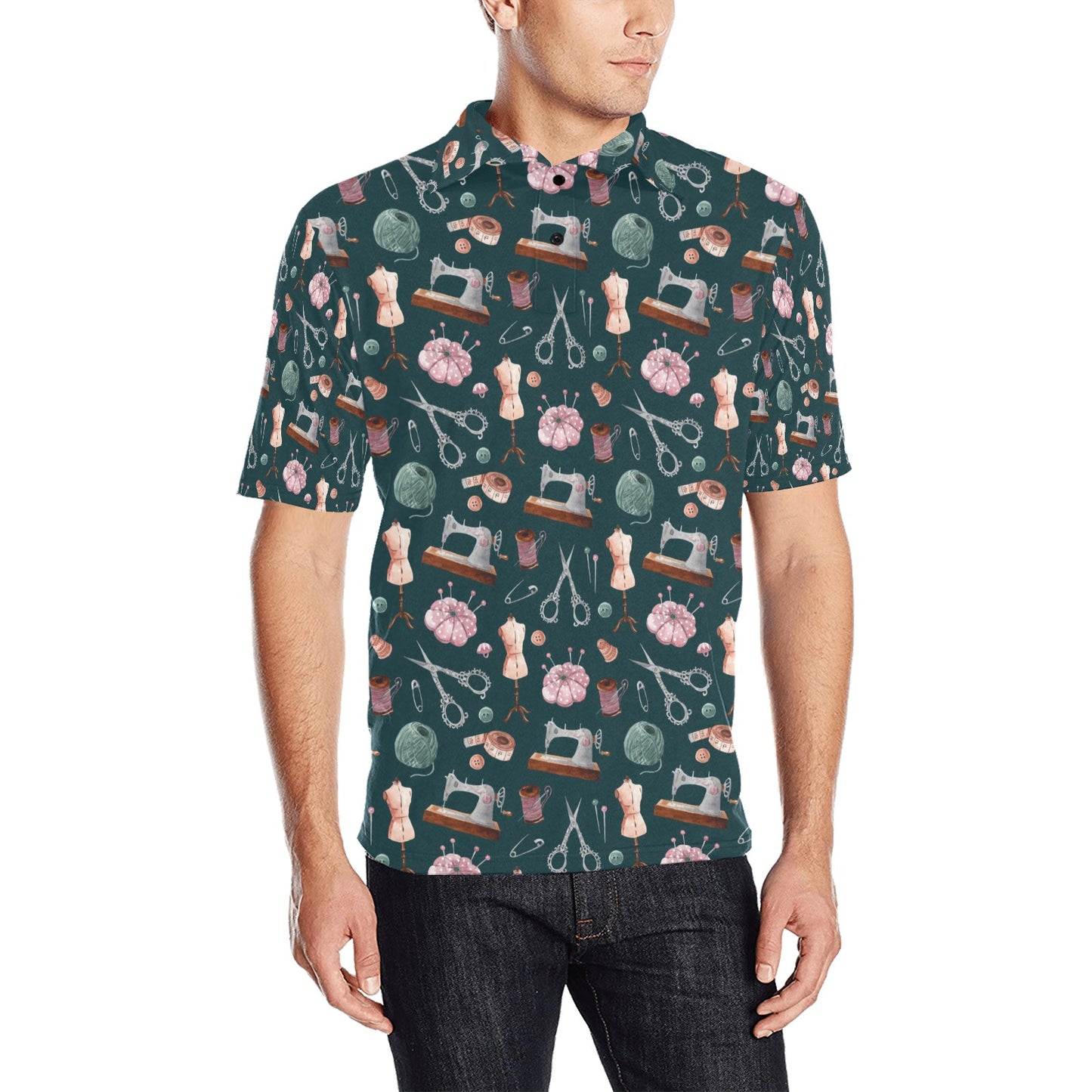Sewing Equipment Print Design LKS307 Men Polo Shirt