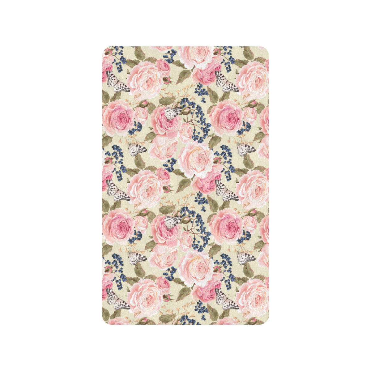 Floral Pink Butterfly Print Rubber Doormat