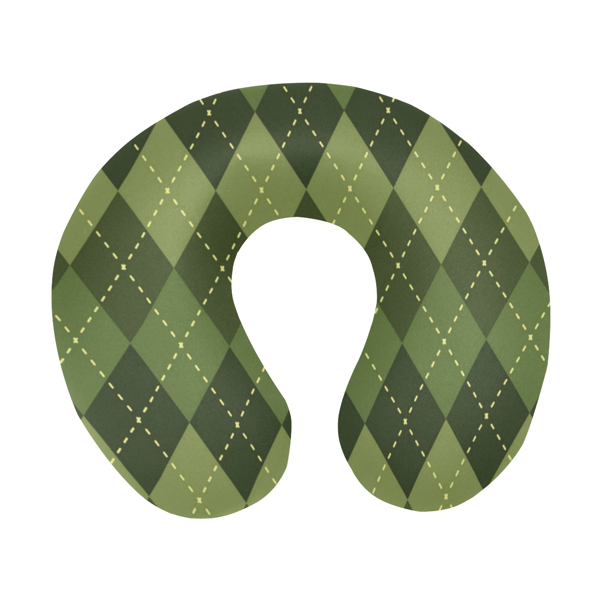 Argyle Green Pattern Print Design 01 U-Shaped Travel Neck Pillow