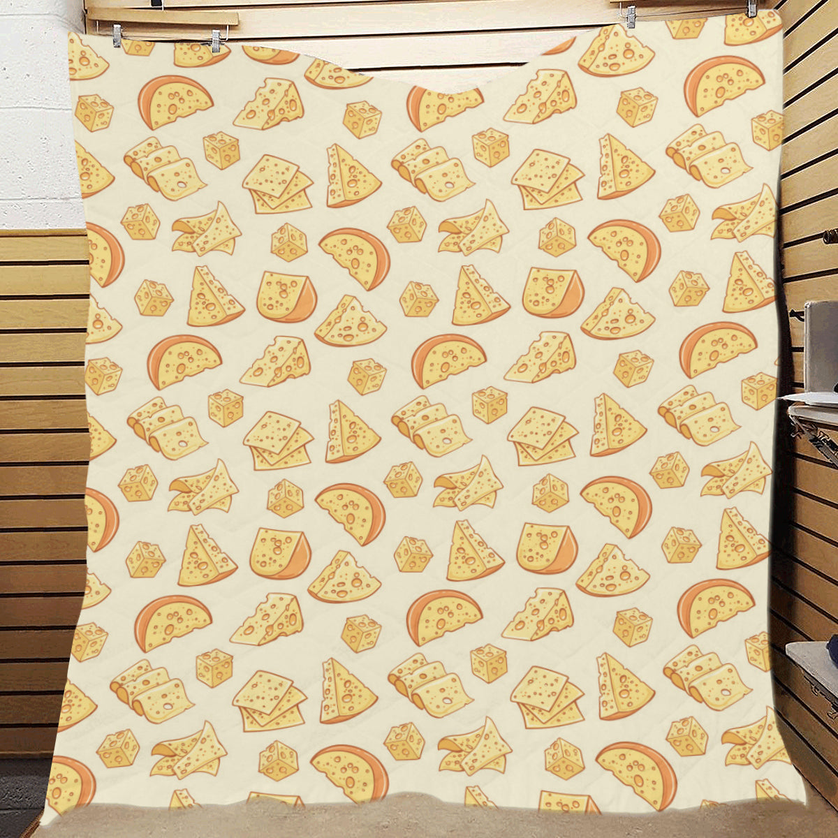 Cheese Pattern Print Design 01 Premium Quilt