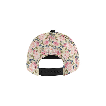Floral Pink Butterfly Print Snapback Cap