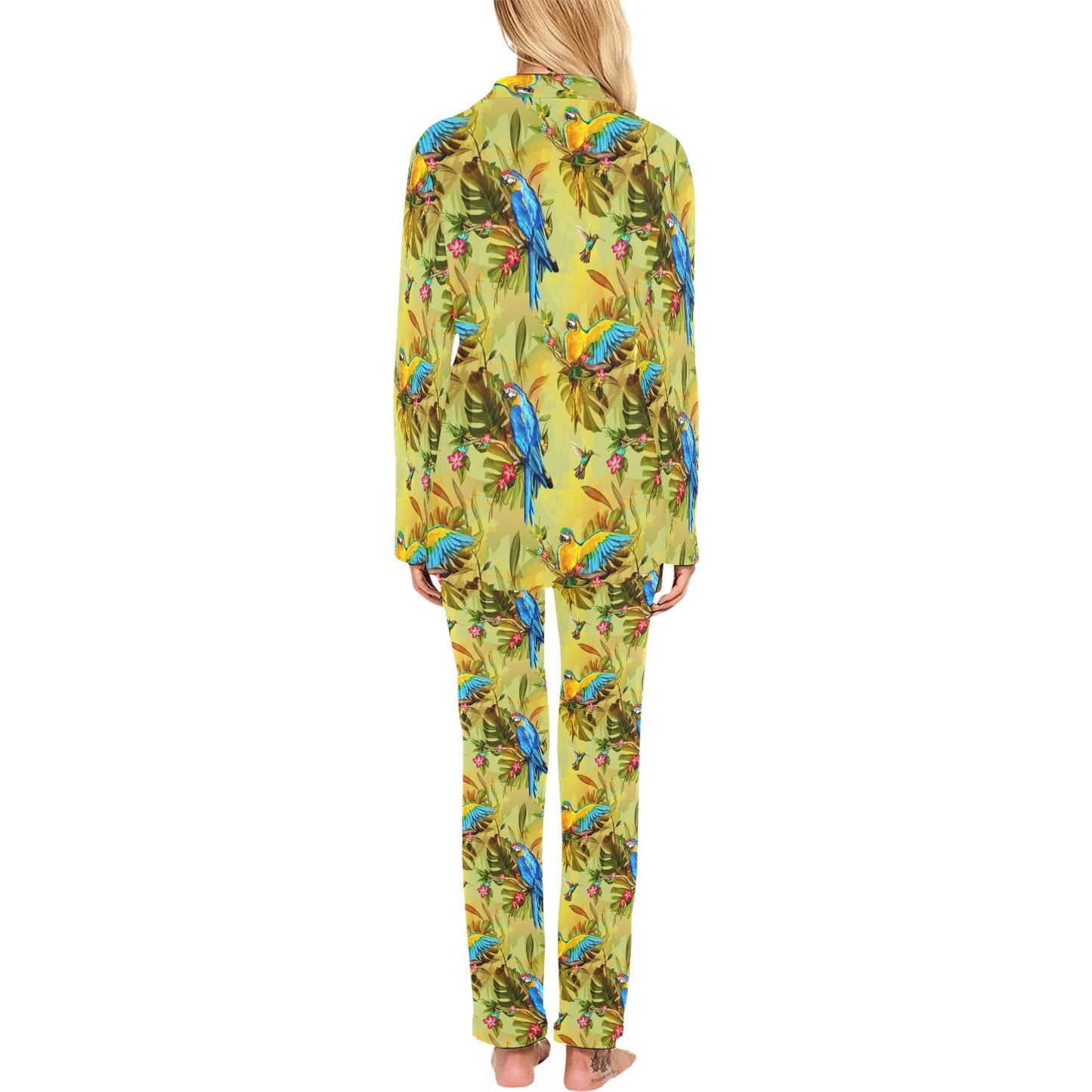 Parrot Pattern Print Design A02 Women's Long Pajama Set