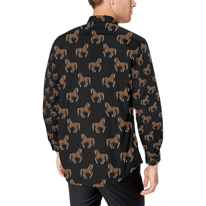 Horse Print Design LKS3010 Men's Long Sleeve Dress Shirt