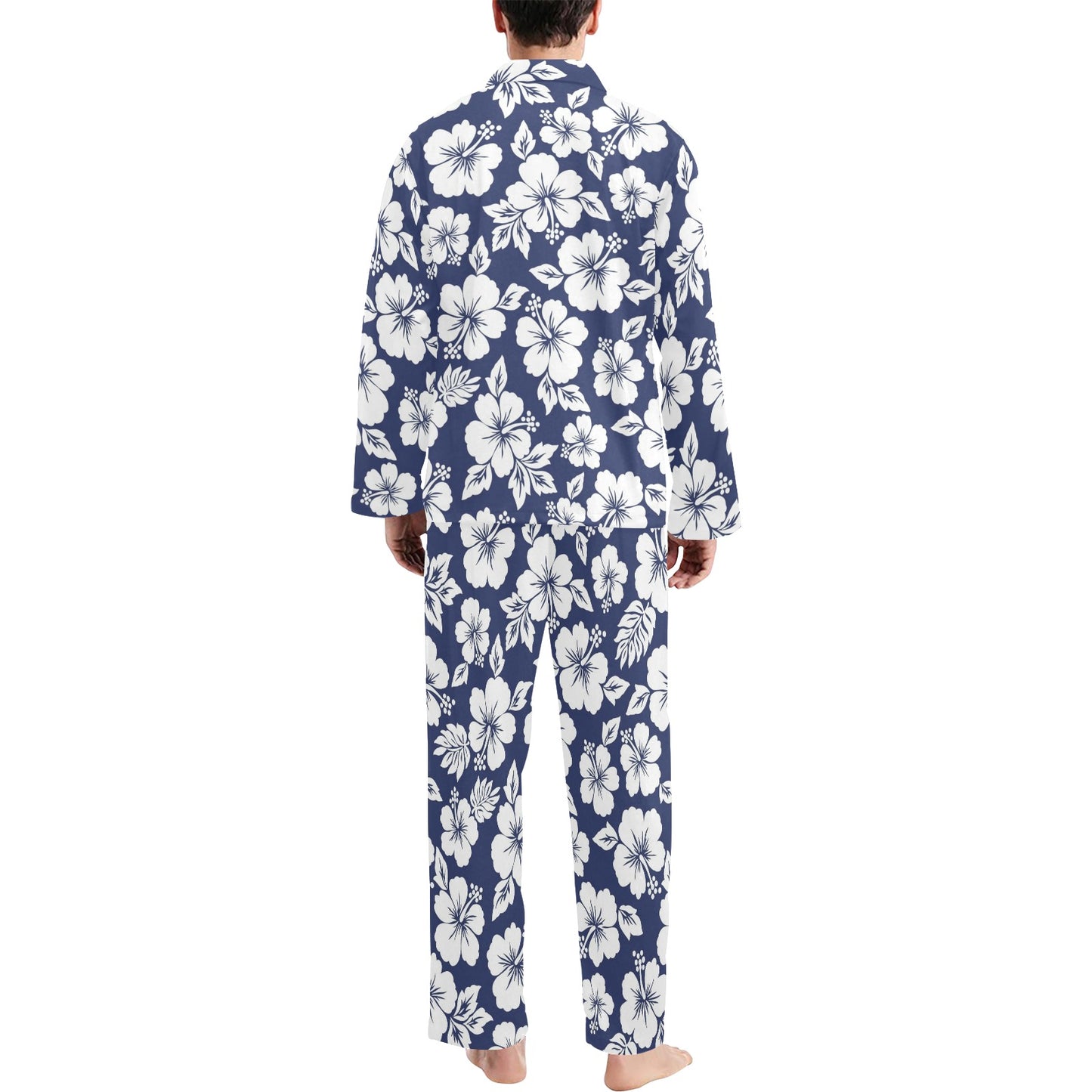Hibiscus Pattern Print Design HB012 Men's Long Pajama Set