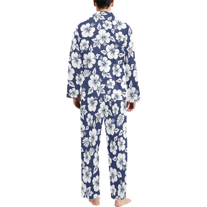 Hibiscus Pattern Print Design HB012 Men's Long Pajama Set