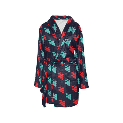 Grape Pattern Print Design GP07 Women's Fleece Robe