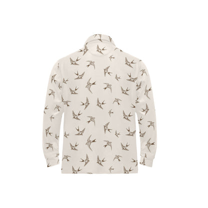 Swallow Bird Pattern Print Design 01 Long Sleeve Polo Shirt For Men's