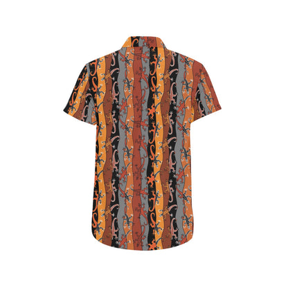 lizard Print Design LKS403 Men Short Sleeve Button Up Shirt