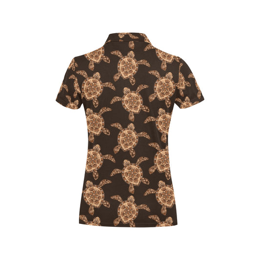 Tribal Sea Turtle Pattern Print Design T09 Women's Polo Shirt
