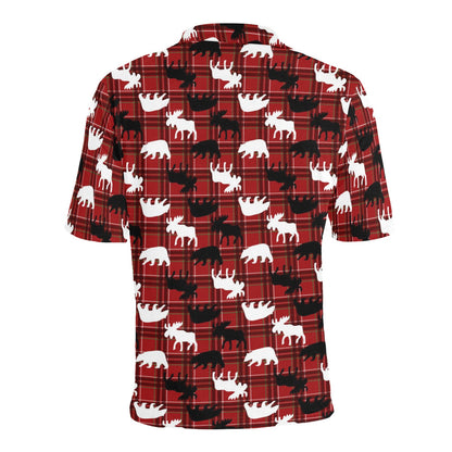 Moose Print Design LKS401 Men Polo Shirt