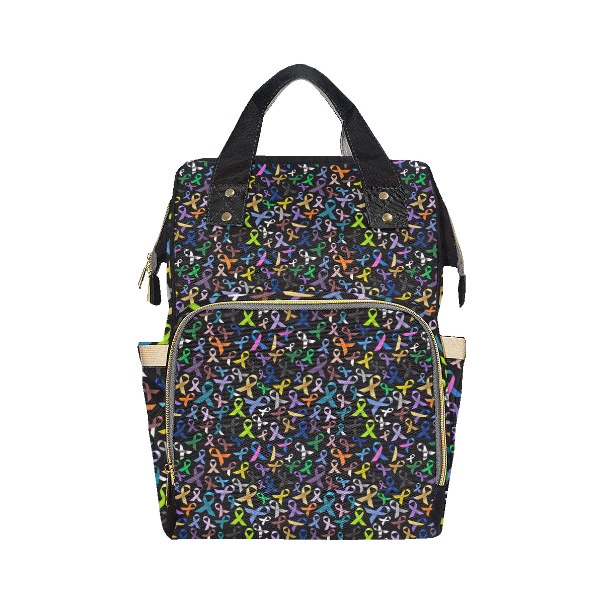 Breast Cancer Awareness Colorful Print Diaper Bag Backpack