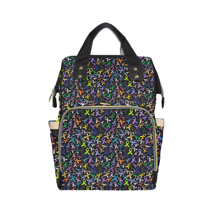 Breast Cancer Awareness Colorful Print Diaper Bag Backpack