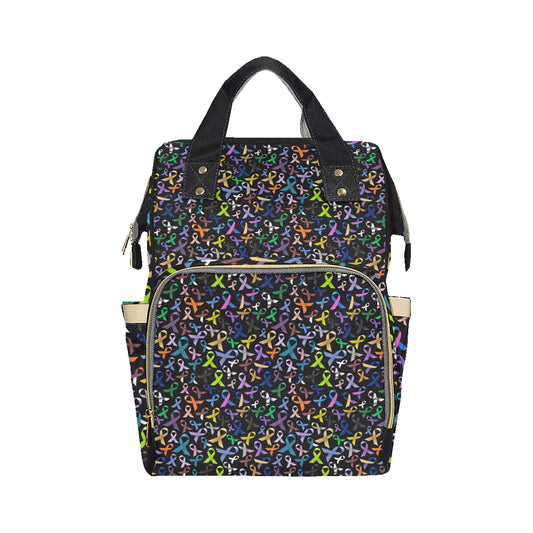 Breast Cancer Awareness Colorful Print Diaper Bag Backpack