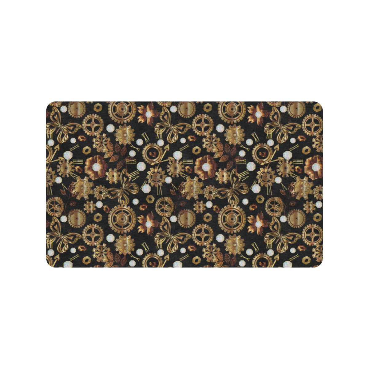 Steampunk Butterfly Design Themed Print Rubber Doormat