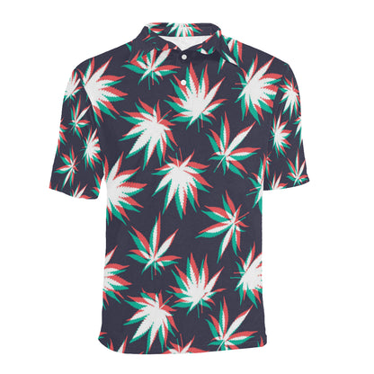 Pot Leaf Pattern Print Design A01 Men Polo Shirt