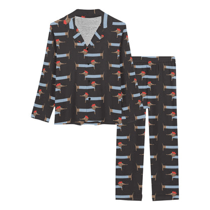 Dachshund Pattern Print Design 04 Women's Long Pajama Set