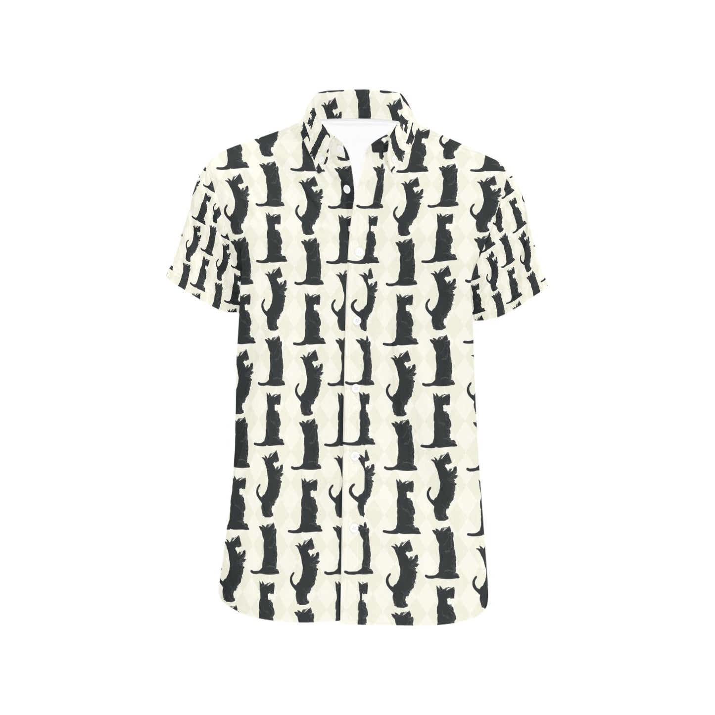 Scottish Terriers Print Design LKS309 Men Short Sleeve Button Up Shirt