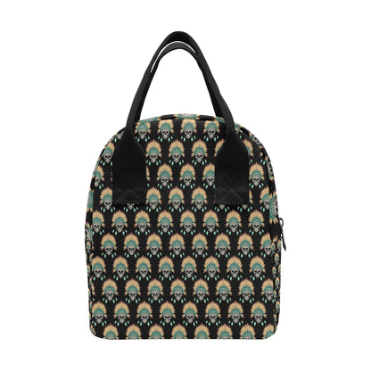 American indian Skull Pattern Insulated Lunch Bag