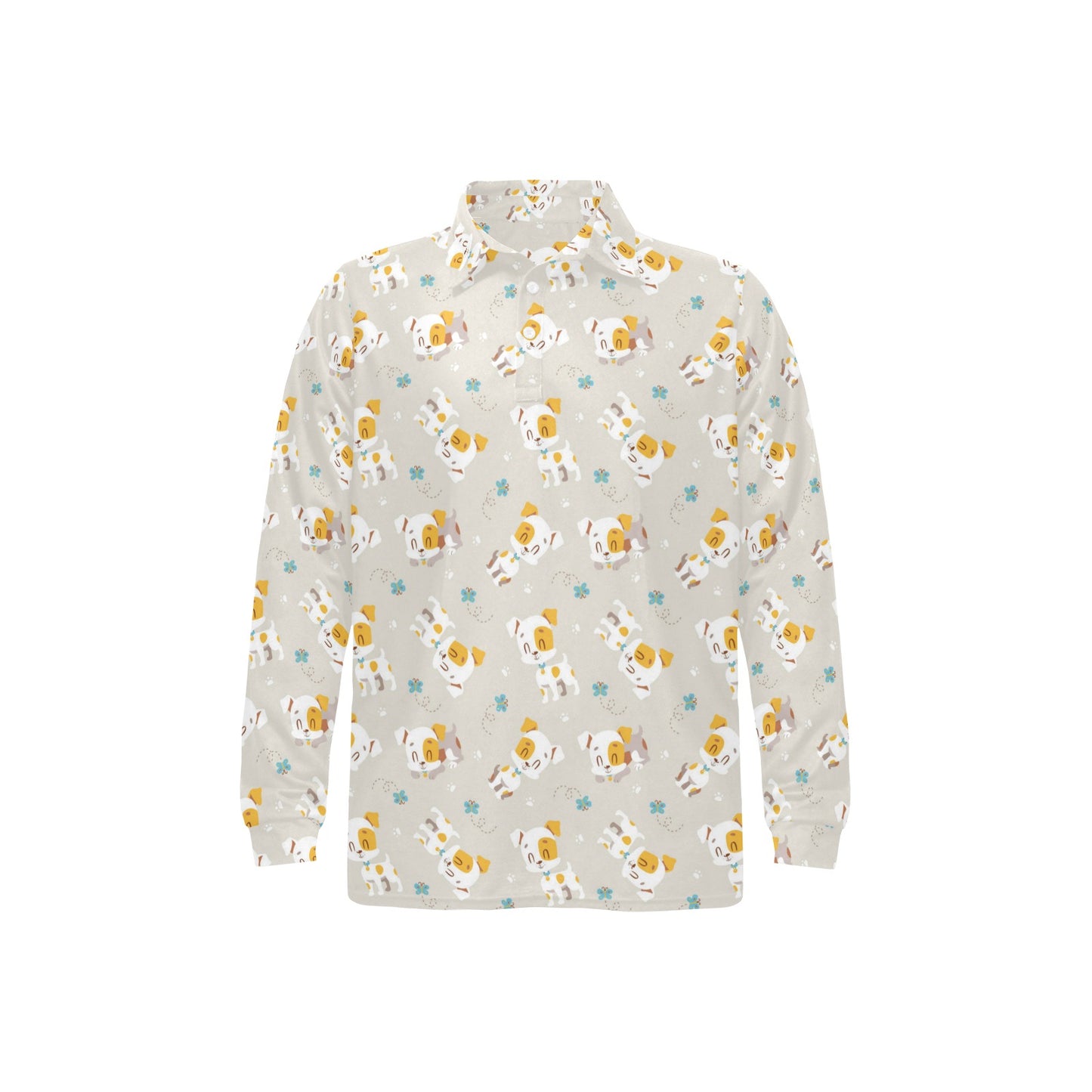 Russell Terriers Print Design LKS306 Long Sleeve Polo Shirt For Men's