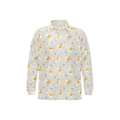 Russell Terriers Print Design LKS306 Long Sleeve Polo Shirt For Men's