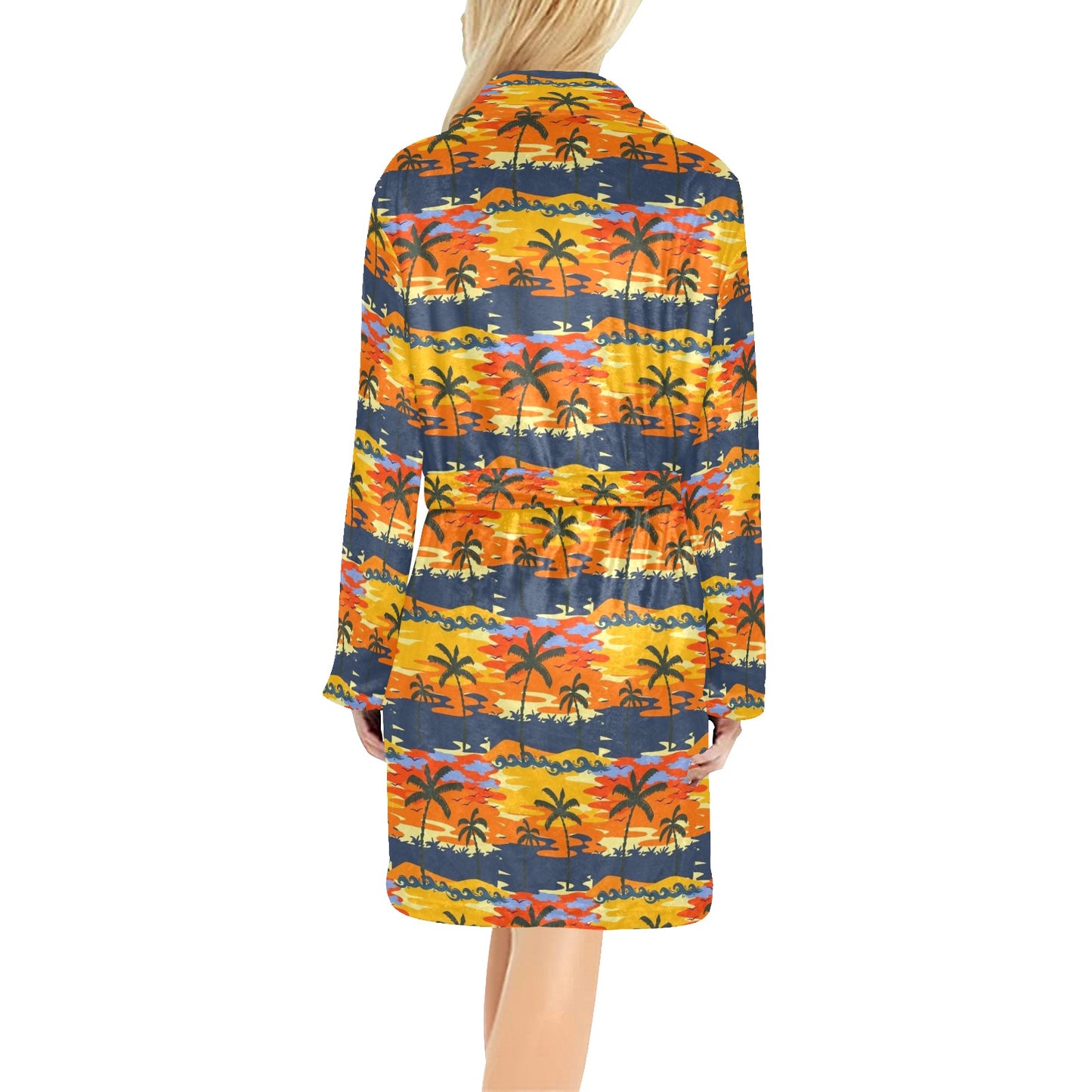Palm Tree Pattern Print Design PT010 Women's Fleece Robe