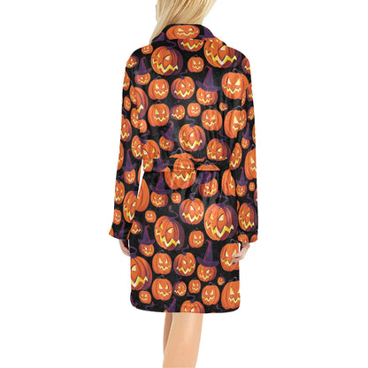 Halloween Pattern Print Design 04 Women's Fleece Robe