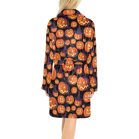 Halloween Pattern Print Design 04 Women's Fleece Robe