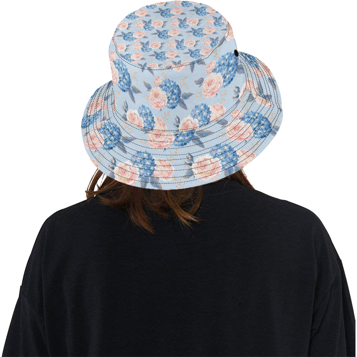 Hydrangea Pattern Print Design HD06 Unisex Bucket Hat