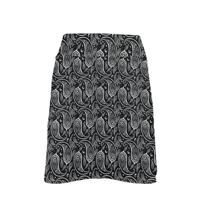 Paisley Black Design Print 17" Golf & Pickleball Skort with Pockets