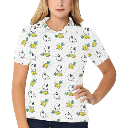 Bull Terriers Pattern Print Design 05 Women's Polo Shirt