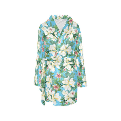 Plumeria Pattern Print Design PM028 Women's Fleece Robe