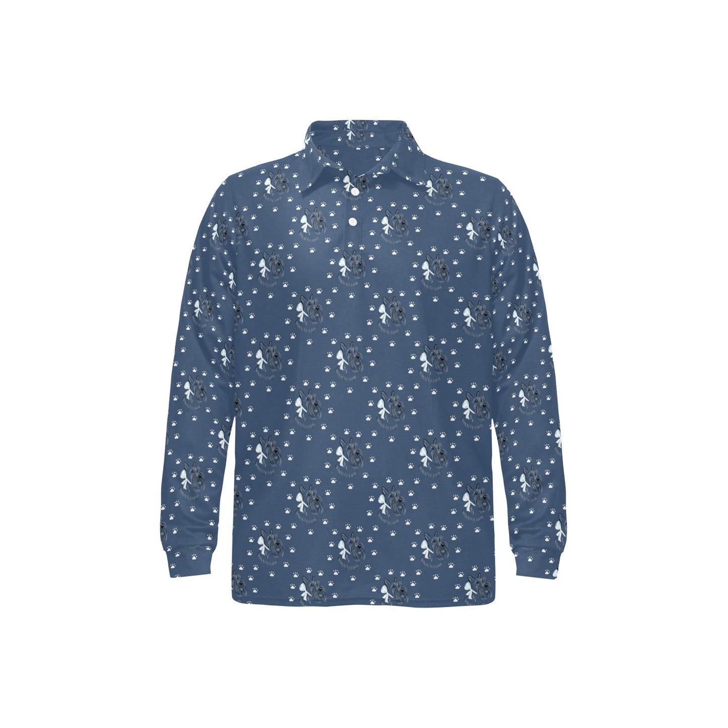 Scottish Terriers Print Design LKS307 Long Sleeve Polo Shirt For Men's