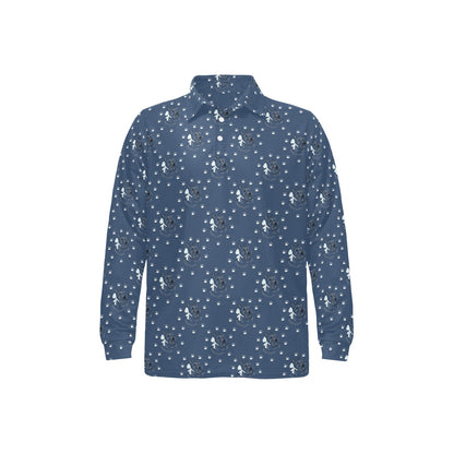 Scottish Terriers Print Design LKS307 Long Sleeve Polo Shirt For Men's