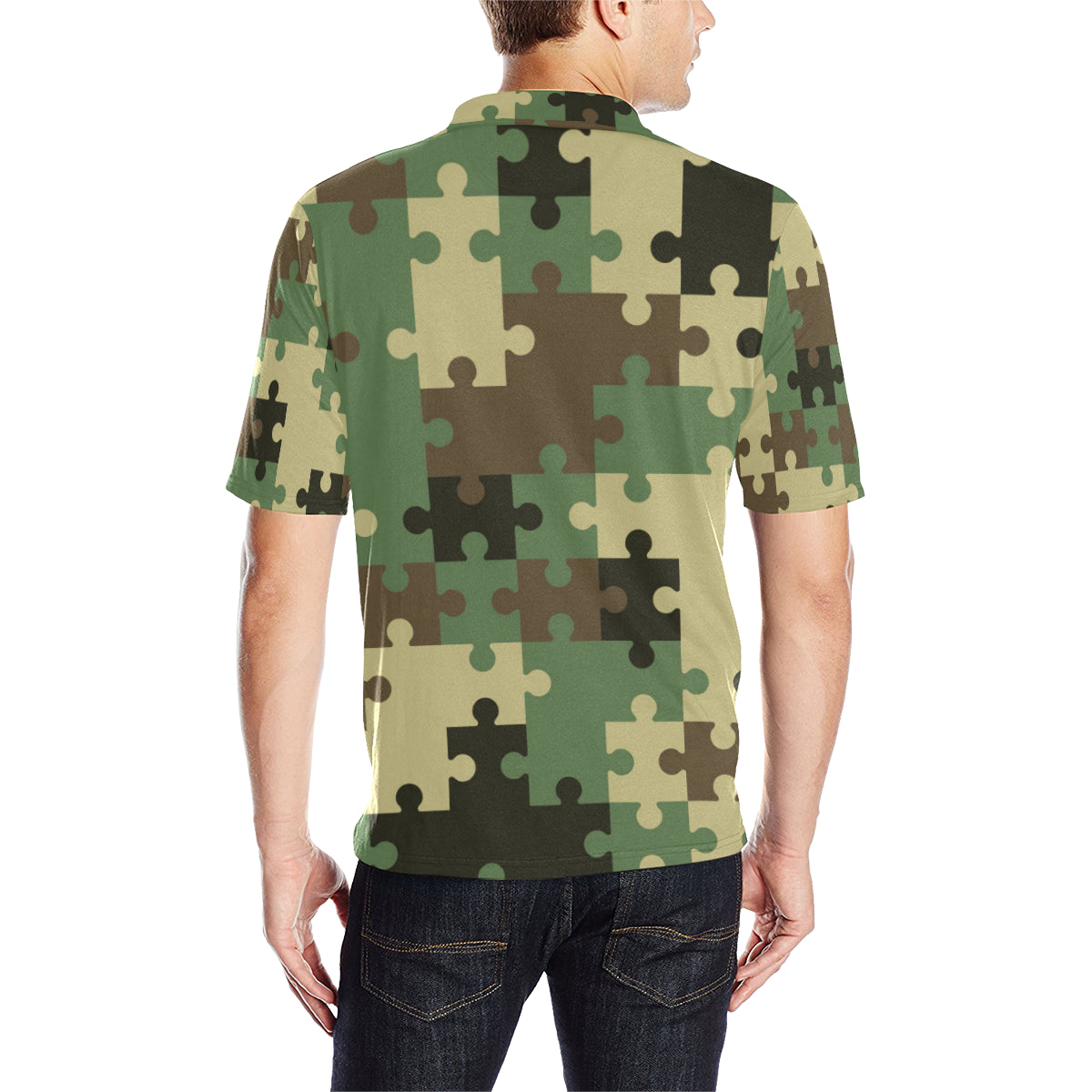 Puzzle Camo Pattern Print Design A03 Men Polo Shirt