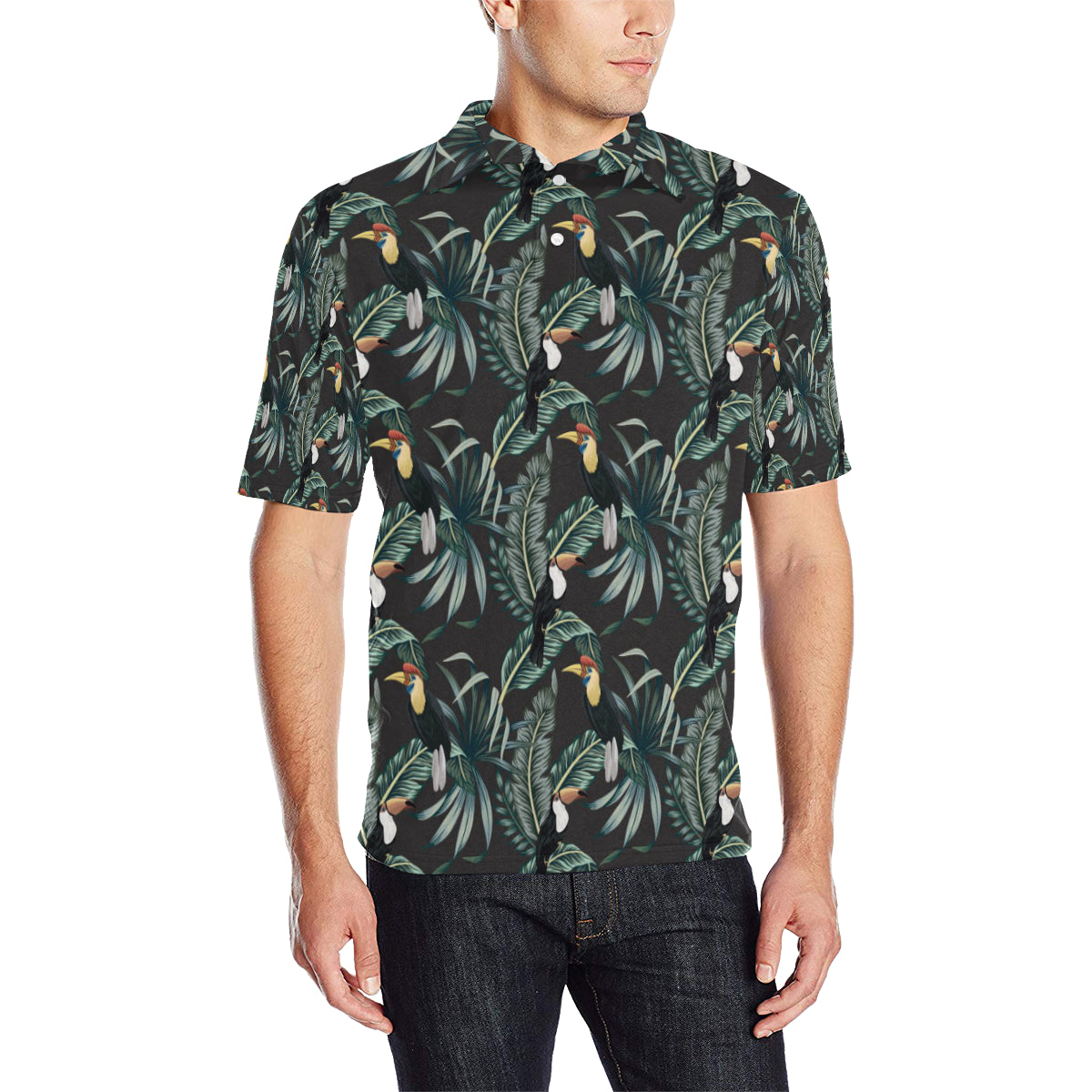 Rainforest Pattern Print Design RF06 Men Polo Shirt