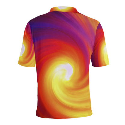 Vortex Twist Swirl Flame Themed Men Polo Shirt