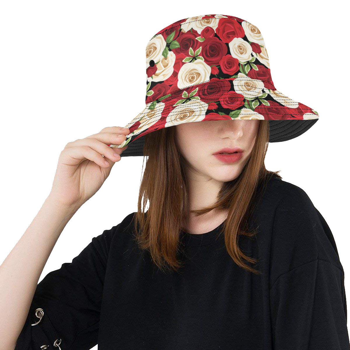 Rose Pattern Print Design RO06 Unisex Bucket Hat