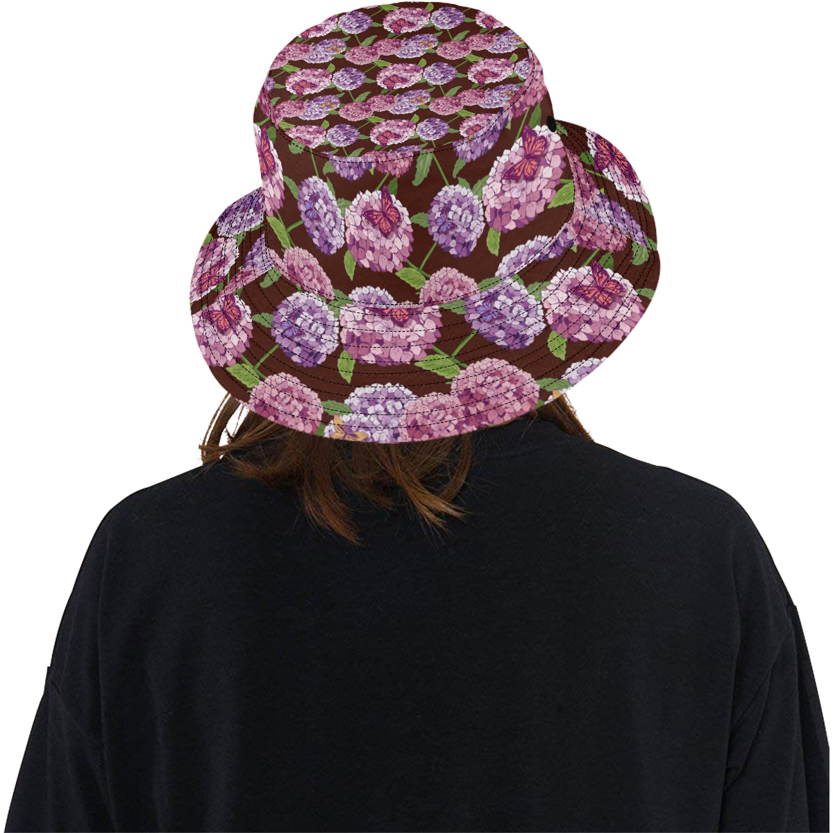 Hydrangea Pattern Print Design HD08 Unisex Bucket Hat