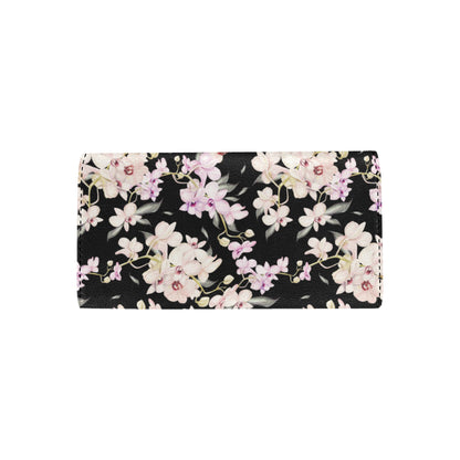 Orchid White Pattern Print Design OR03 Women's Trifold Wallet