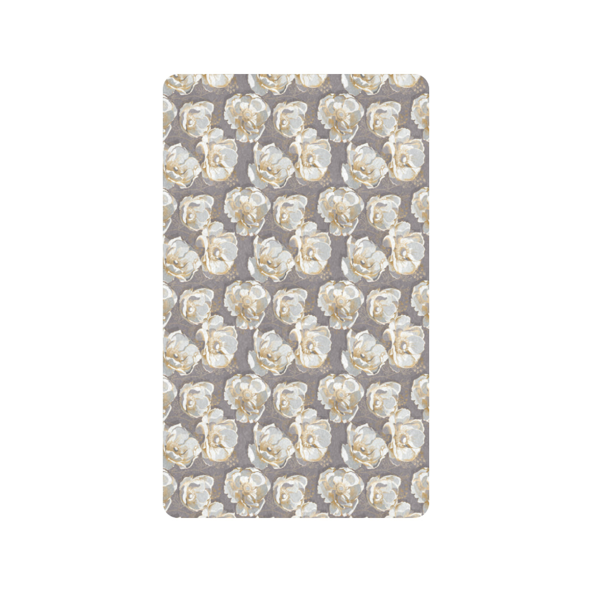 Elegant Grey Flower Print Rubber Doormat