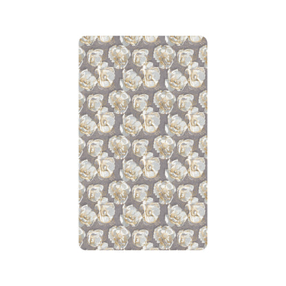Elegant Grey Flower Print Rubber Doormat