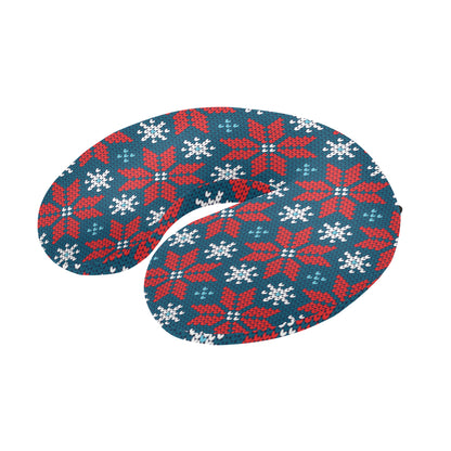 Poinsettia Pattern Print Design A02 U-Shaped Travel Neck Pillow