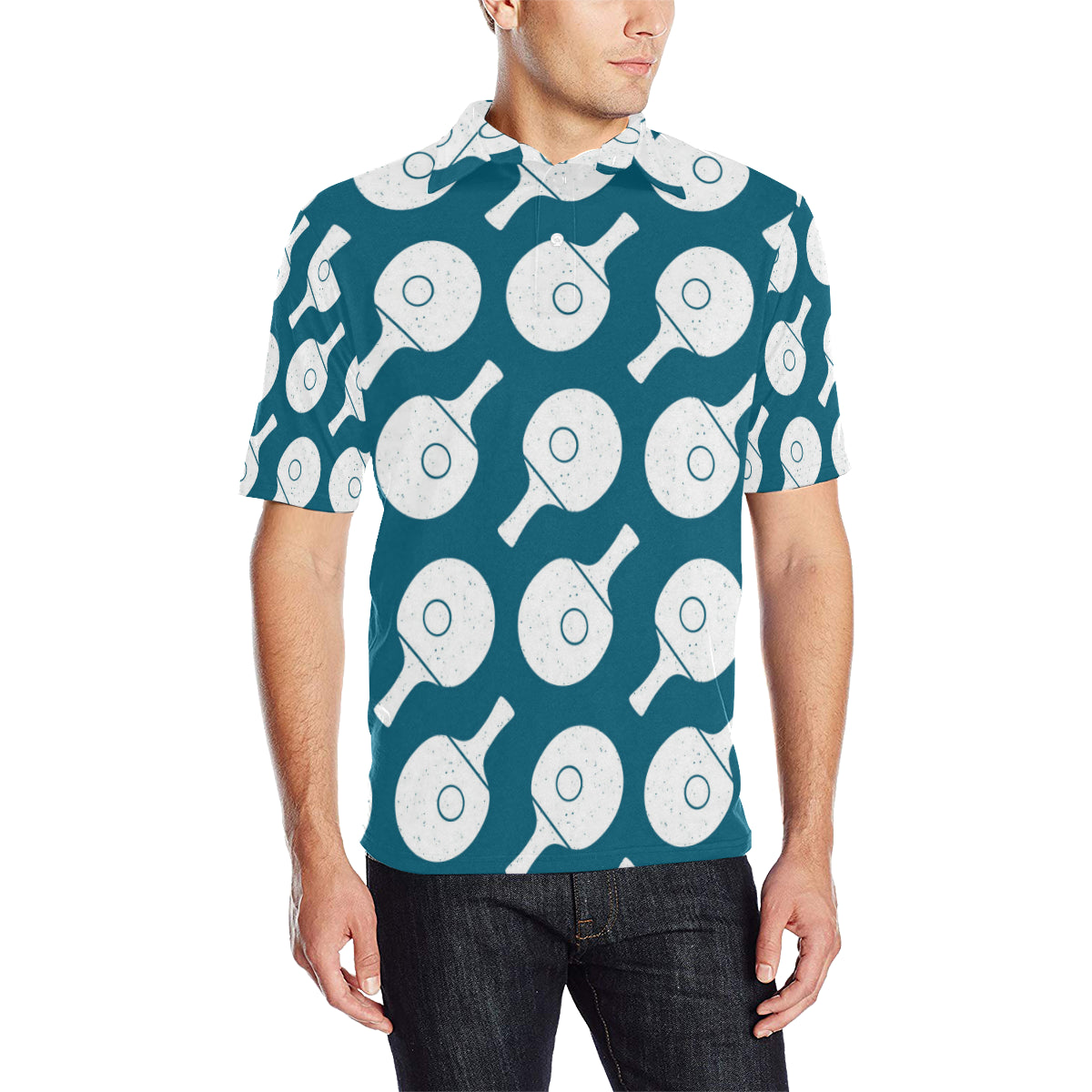 Ping Pong Pattern Print Design A02 Men Polo Shirt