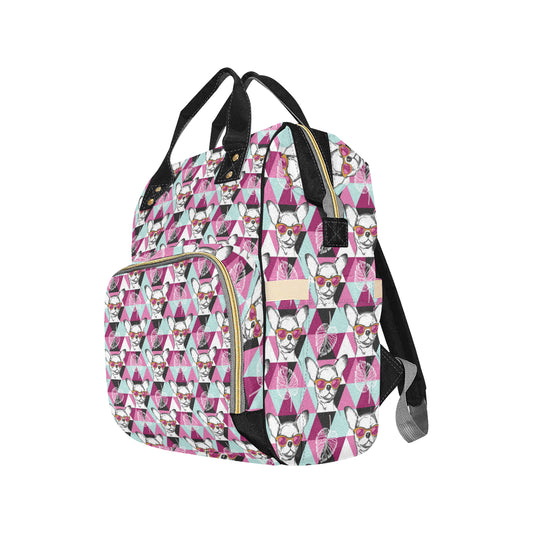 Chihuahua Cute Triangle Pattern Diaper Bag Backpack