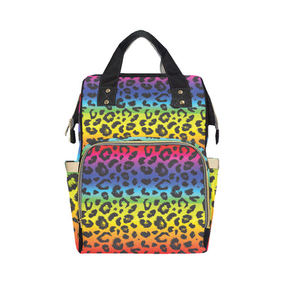 Rainbow Leopard Pattern Print Design A01 Diaper Bag Backpack