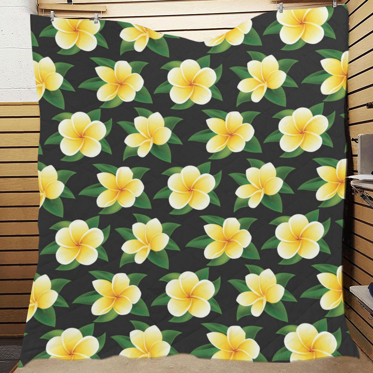 Plumeria Pattern Print Design A03 Premium Quilt