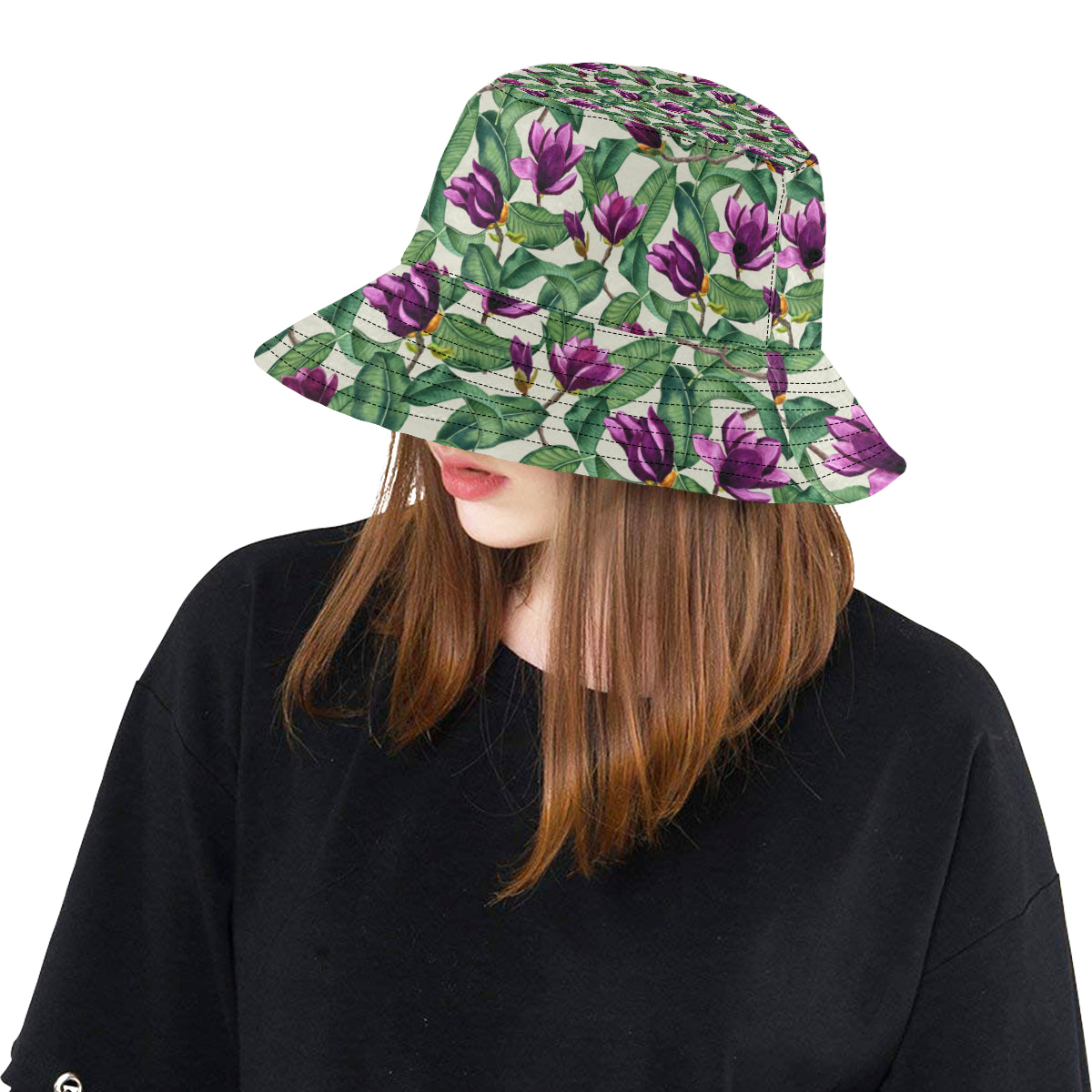 Magnolia Pattern Print Design MAG07 Unisex Bucket Hat